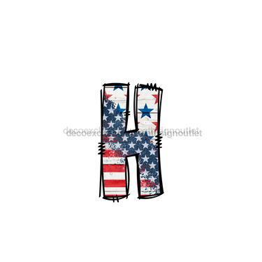 Custom Patriotic Initial Sign Door Hanger Rustic Wood Sign Decoe-W-307 22 H